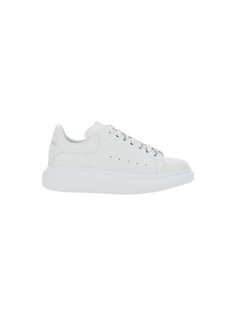 White Low Top Sneakers With Logo Lettering On Tongue And Heel In Leather Man
