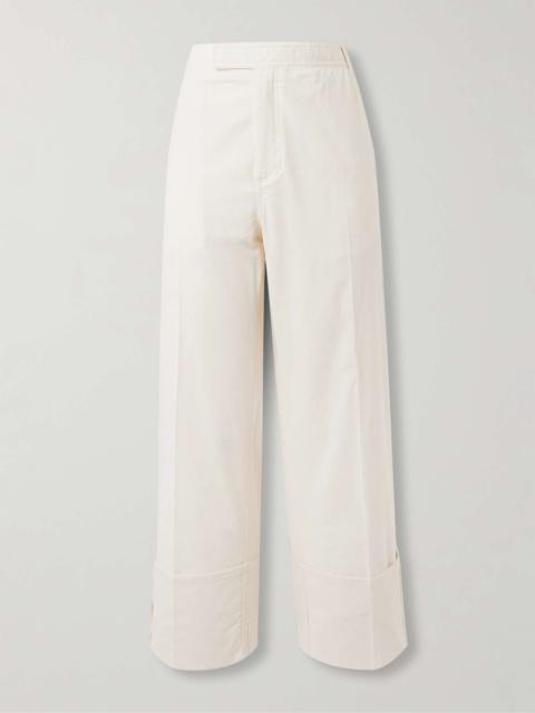 Straight-Leg Embroidered Cotton-Muslin Trousers