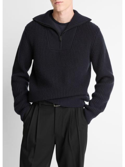 Vince Heirloom Shaker Wool-Cashmere Quarter-Zip Sweater