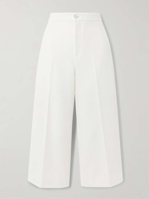GUCCI Wool-blend bouclé wide-leg pants Off-white