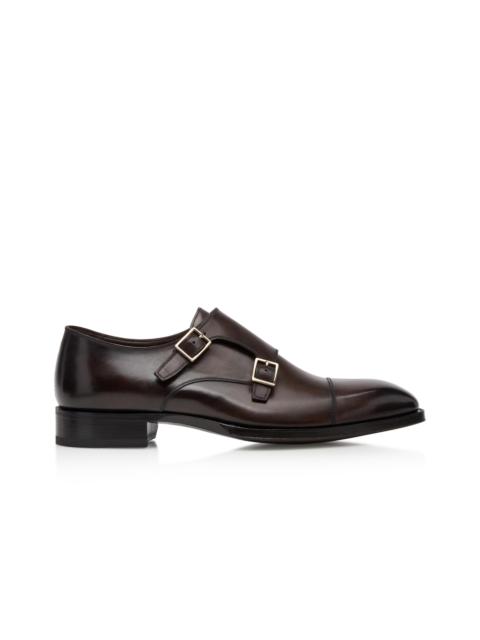 TOM FORD BURNISHED LEATHER ELKAN MONK STRAP