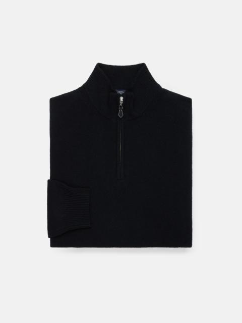 J. PRESS BLACK LAMBSWOOL QUARTER ZIP-UP SWEATER
