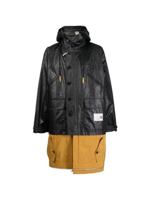 layered hooded coat
