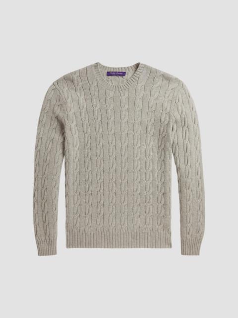 Ralph Lauren Men's Cable-Knit Cashmere Crewneck Sweater - Pearl Grey Melange