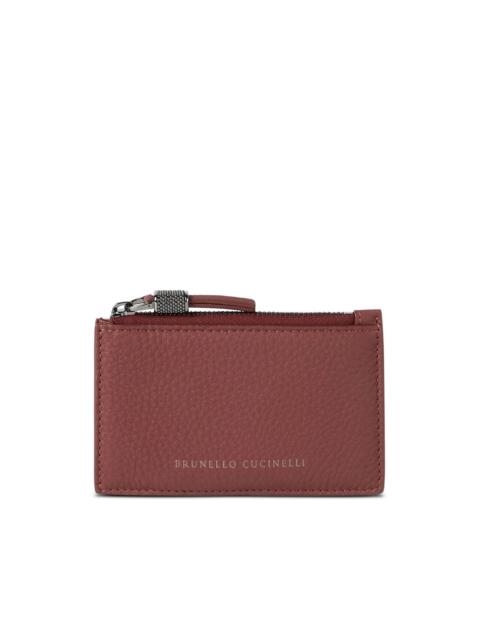 Brunello Cucinelli logo leather card holder