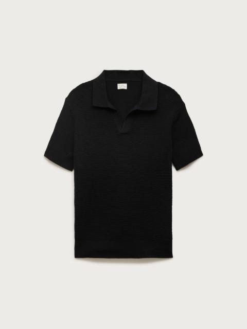 J.CREW Short-sleeve cotton waffle-knit johnny-collar sweater-polo