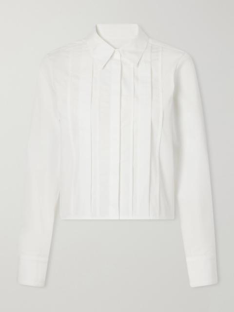 TWP Mon Cherie cropped pintucked cotton-poplin shirt White