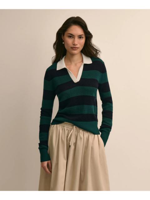 Brooks Brothers Merino Wool Striped Johnny Collar Sweater