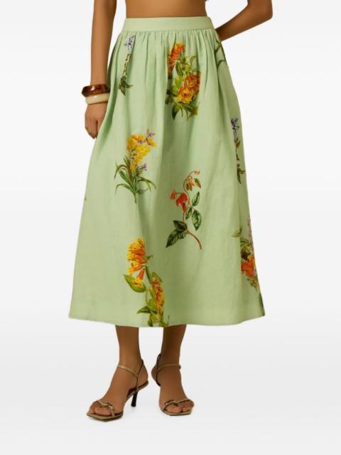 HEMANT & NANDITA Baku floral-print pleated midi skirt