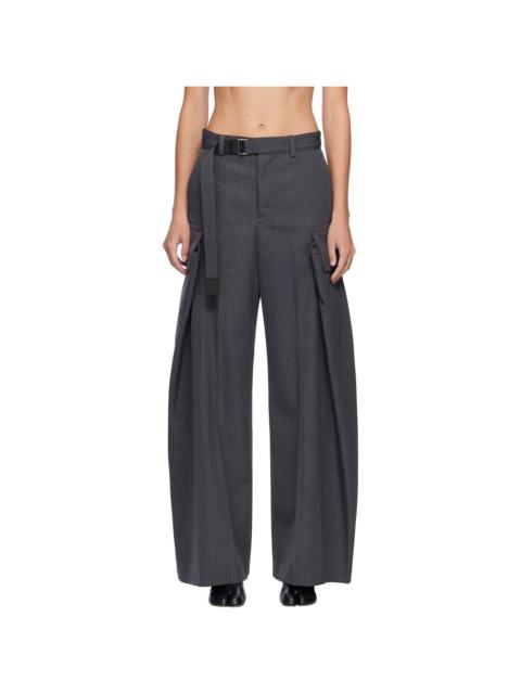 sacai Gray Stripe Doeskin Trousers