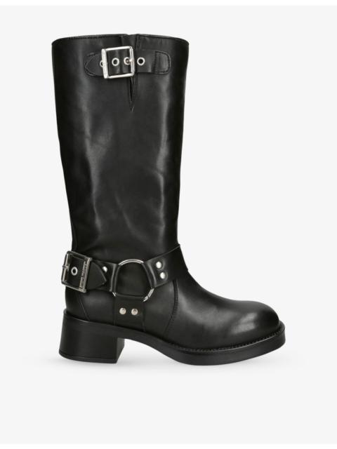 STEVE MADDEN Beau Buckled Leather Boots