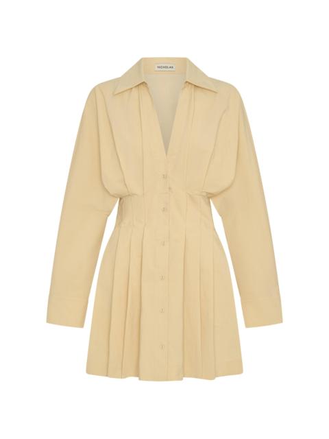 NICHOLAS Women's Fabienne Pleated Mini Shirtdress - Butter