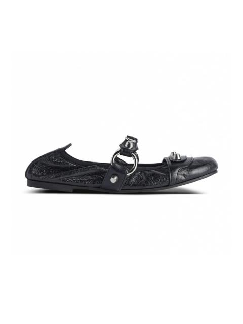 BALENCIAGA Women's City Ballerina in Black/silver