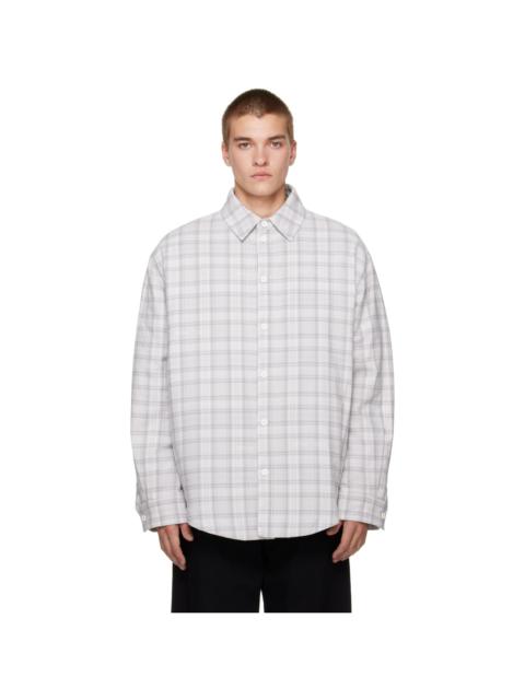 Off-White Gray Check Flannel Padded Overshirt Jacket