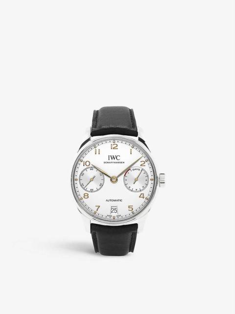 IW500704 Portugieser stainless-steel and leather automatic watch