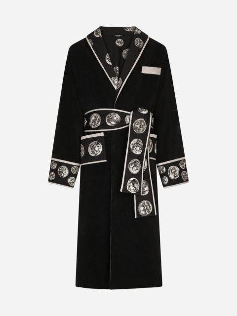 Dolce & Gabbana Cotton bathrobe with coin print details