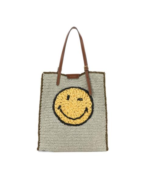 Anya Hindmarch smiley-motif woven tote bag