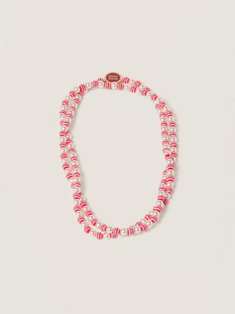 Miu Miu Metal and synthetic pearl necklace