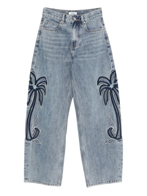 Sandro palm-embroidery jeans