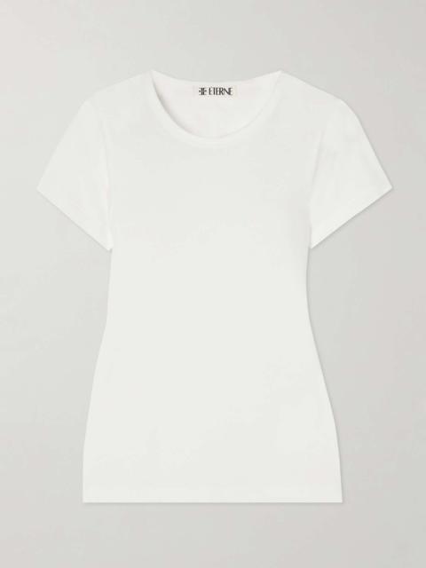 ÉTERNE Short Sleeve Baby Tee cropped cotton and modal-blend jersey T-shirt Ivory