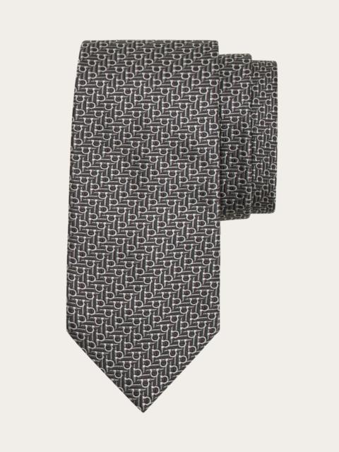 FERRAGAMO Jacquard tie with diagonal Gancini
