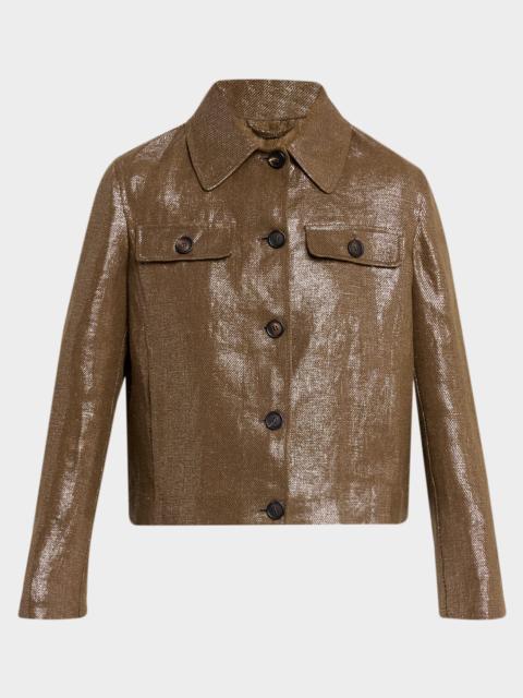 Brunello Cucinelli Shiny Bull Linen Single-Breasted Jacket