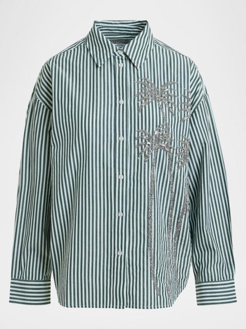 ESSENTIEL ANTWERP Kasper Sequined Striped Button-Front Shirt
