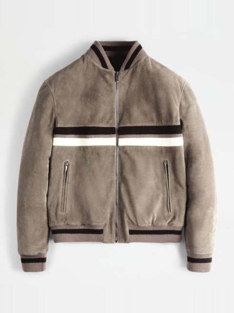 Tod's BOMBER JACKET IN SUEDE - GREY
