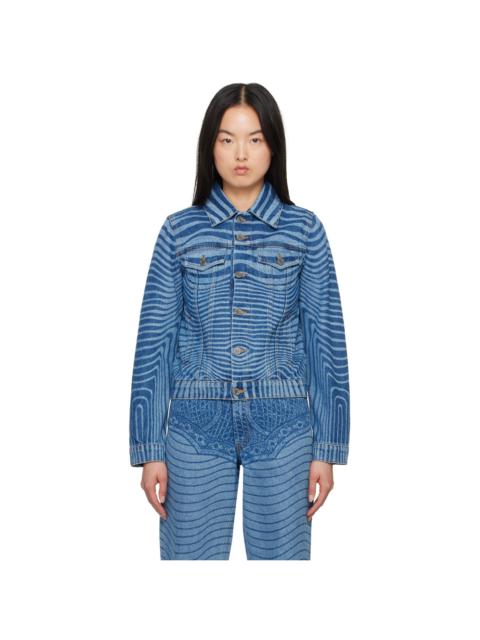 Jean Paul Gaultier Blue Laser Printed Denim Jacket