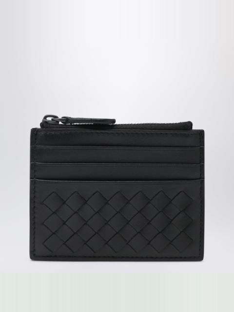 Bottega Veneta Black Intrecciato zip card holder