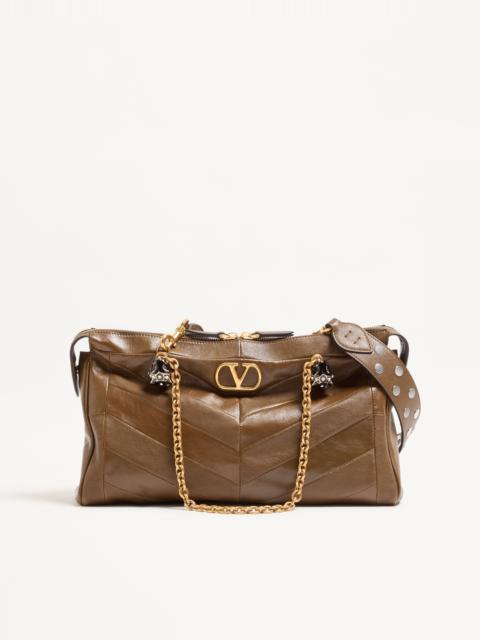Valentino VALENTINO GARAVANI PANTHEA SHOULDER BAG IN NAPPA LEATHER WITH CHEVRON PATTERN