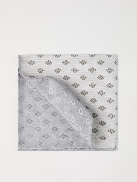 Brunello Cucinelli Silk pocket square with diamond pattern