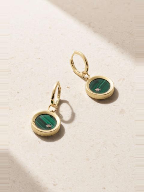 MATEO Convertible 14-karat gold, malachite and diamond earrings