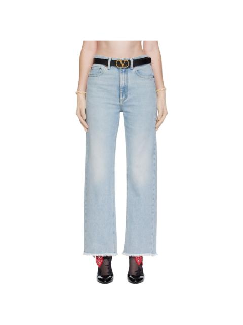 Valentino Blue Frayed Cuff Jeans