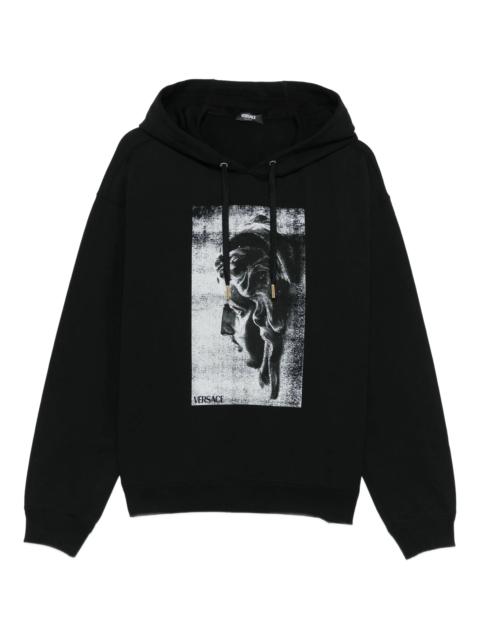VERSACE Versace Statue-print Cotton Hoodie