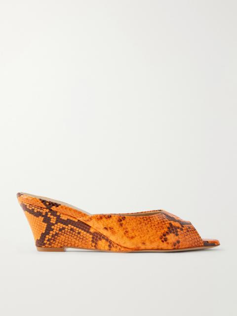 JAMIE HALLER The Kit Snake-effect Leather Mules