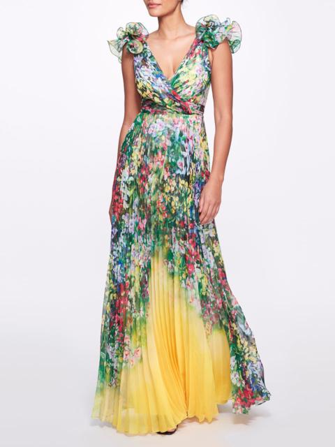 Marchesa PLEATED CHIFFON GOWN
