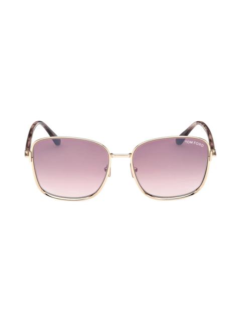 Fern 57mm Square Sunglasses in Shiny Rose Gold Rose /Rose