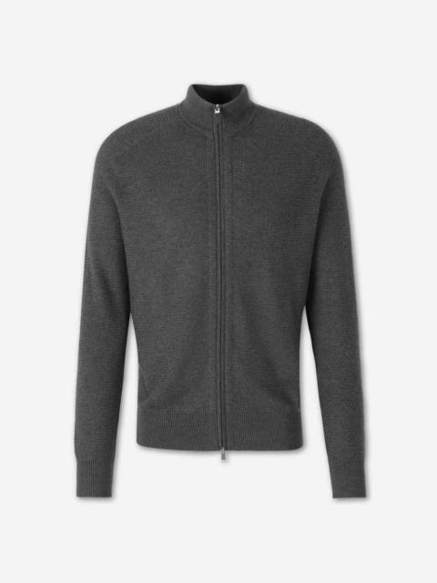 ZEGNA CASHMERE SILK ZIP CARDIGAN