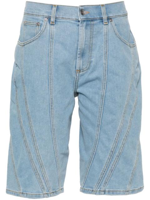 MUGLER panelled denim shorts