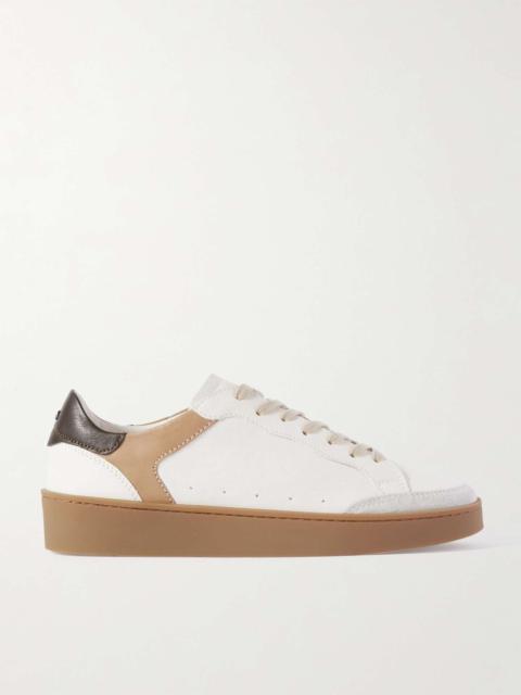 Suede-Trimmed Leather Sneakers