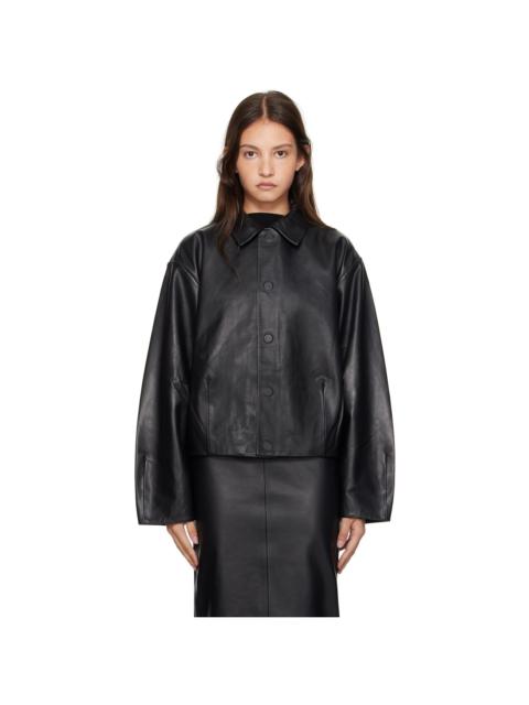 ST. AGNI Black Cocoon Leather Jacket