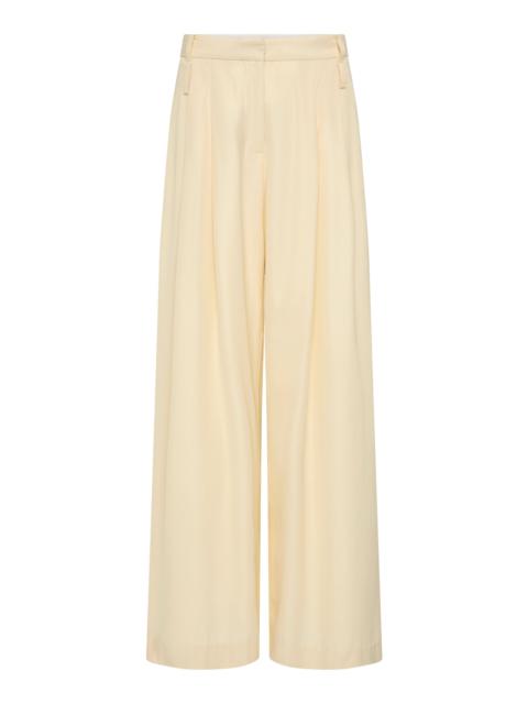 Low-Rise Wool-Blend Suiting Wide-Leg Pants off-white