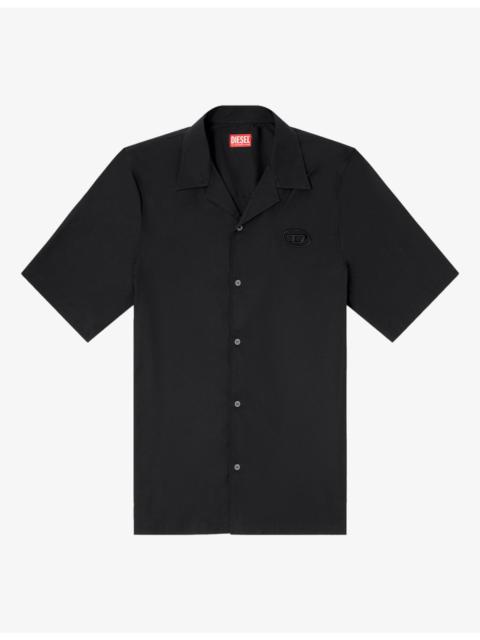 Diesel Embroidered-Logo Short-Sleeve Stretch-Cotton Poplin Shirt