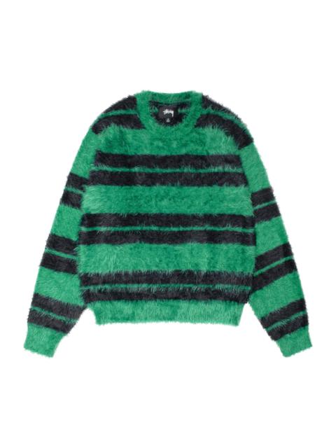 Stussy Hairy Stripe Crew Sweater 'Black/Green'