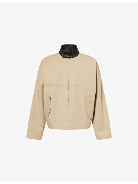 Bottega Veneta Intrecciato Collar Cotton Blouson Jacket