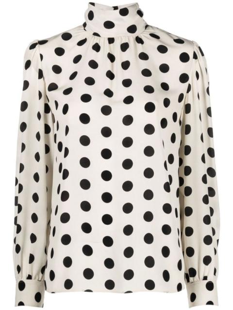 SAINT LAURENT all-over polka-dot print blouse