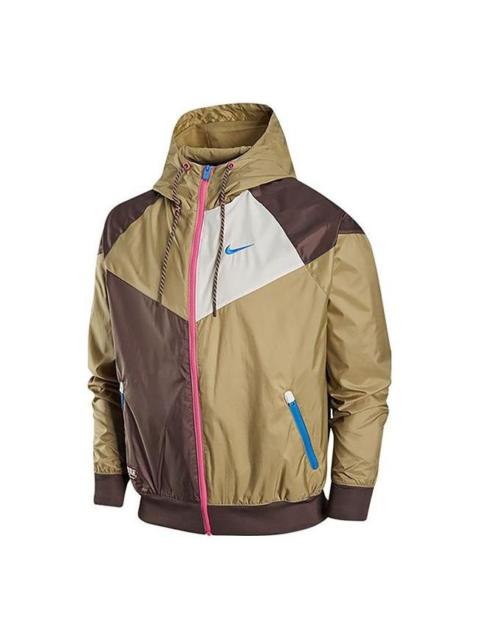 Nike Summer Hooded Stitching Windproof Training Sports Jacket 'Grey Tan' FJ7680-004