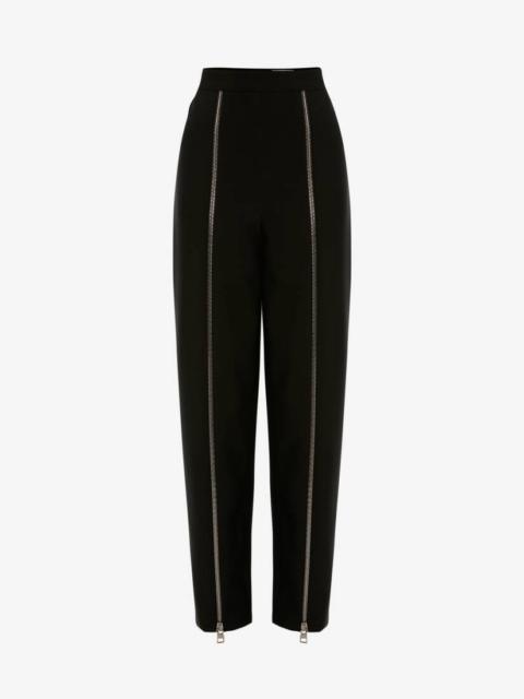 Alexander McQueen Wool Zip Trouser in Black