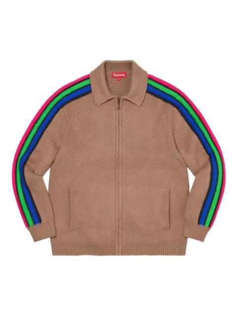 Supreme Sleeve Stripe Zip Up Sweater 'Brown Blue Green Red' SUP-SS23-189